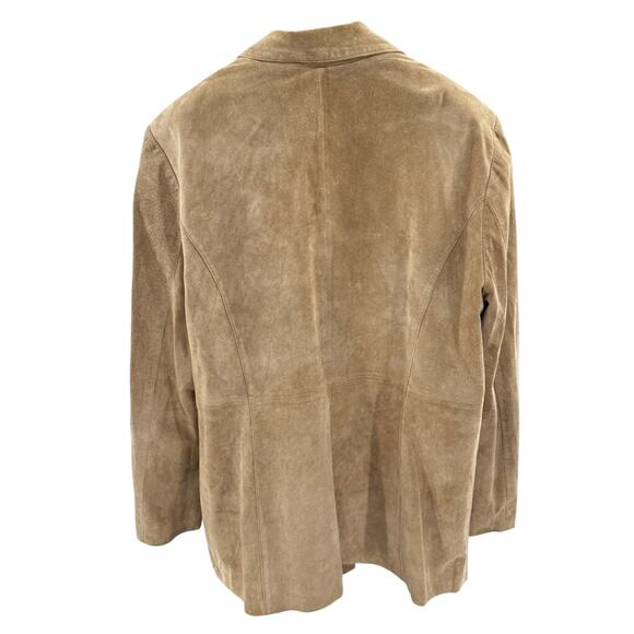 Croft & Barrow Tan Suede Blazer Jacket XL Classic Fall Academia Preppy - Picture 2 of 11